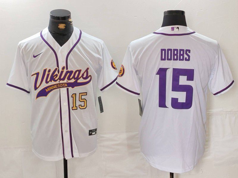 Men Minnesota Vikings #15 Dobbs White Joint Name 2024 Nike Limited NFL Jersey style 3->minnesota vikings->NFL Jersey